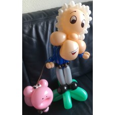 Ballonfiguur Viering Verjaardag Abraham met varken Ballonfiguur Viering Verjaardag Abraham met varken