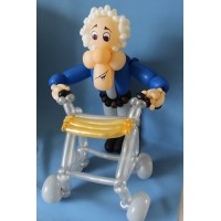 Ballonfiguur Viering Verjaardag Abraham met rollator Ballonfiguur Viering Verjaardag Abraham met rollator