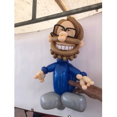 Ballonfiguur Mensen Uzelf nagemaakt - man met baard en bril