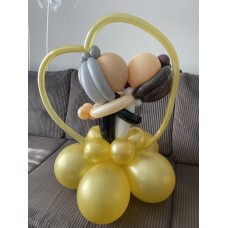 Ballonfiguur Viering Trouwen/huwelijk Bruidspaar in hart goud