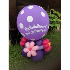 Latex ballon Communie polka dots op voet