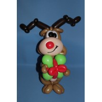 Ballonfiguur Viering Kerst Rudolf het rendier (met cadeau)