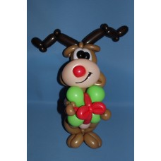 Ballonfiguur Viering Kerst Rudolf het rendier (met cadeau)