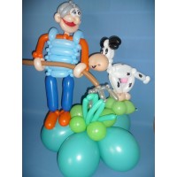 Ballonfiguur Beroepen Boer met koe in weiland