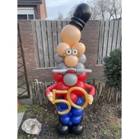 Ballonpilaar Viering Verjaardag Abraham met bril  en kaal (190 cm) 