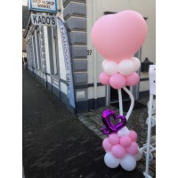 Ballonpilaar Harten roze met folieharten (200 cm) Ballonpilaar Harten roze met folieharten (200 cm)