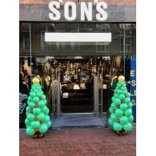 Ballonpilaar Viering Kerstboom met rode kerstballen/gouden ster (175 cm)