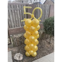 Ballonpilaar Viering Verjaardag 50 jaar (getrouwd) simpel goud  (180 cm)