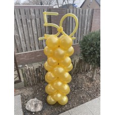 Ballonpilaar Viering Verjaardag 50 jaar (getrouwd) simpel goud  (180 cm)