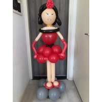 Ballonpilaar Mensen Dame rood Ballonpilaar Mensen Dame rood