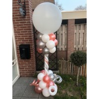 Ballonpilaar Viering Trouwen/Huwelijk rose-goud/zilver/wit Ballonpilaar Viering Trouwen/Huwelijk rose-goud/zilver/wit