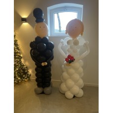 Ballonpilaar Viering Trouwen/Huwelijk Bruid en bruidegom set