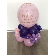 Latex ballon Communie Hoera met je communie roze