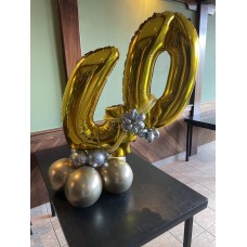 Tafeldecoratie Cijfer 40 jaar met voet chrome (alleen afhalen)