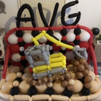 Ballonfiguur Voertuigen Graafmachine op ballonwand Ballonfiguur Voertuigen Graafmachine op ballonwand