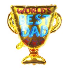 Folieballon Viering Vaderdag "Worlds best Dad" beker (60 x 60 cm)