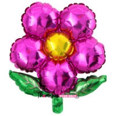 Folieballon Bloem met blaadjes donker roze (45 cm)