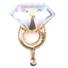Folieballon Viering Trouwen/Huwelijk diamanten ring goud (32 cm)