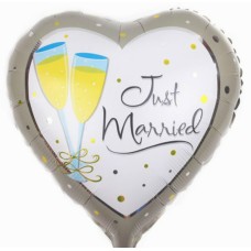 Folieballon Viering Trouwen/Huwelijk Hart  "Just Married"  (45 cm) Folieballon Viering Trouwen/Huwelijk Hart  "Just Married"  (45 cm)
