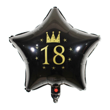 Folieballon Viering Verjaardag Leeftijd - 18 jaar ster zwart 