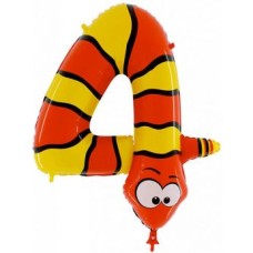 Folieballon cijfer 4 slang (45 cm)