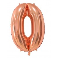 Folieballon Cijfer 0 rosé goud (66 cm)