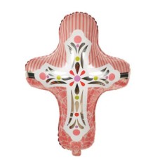 Folieballon Viering Communie Kruis roze