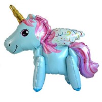 Folieballon Fantasie/Dieren Eenhoorn/Unicorn 3D blauw (60 cm)