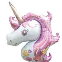 Folieballon Fantasie/Dieren Eenhoorn/Unicorn bloem motief (100 cm)