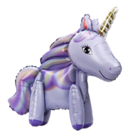 Folieballon Fantasie/Dieren Eenhoorn/Unicorn 3D lila regenboog (60 cm)
