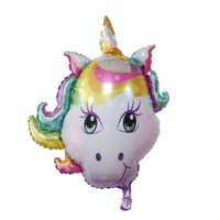 Folieballon Fantasie/Dieren Eenhoorn/Unicorn hoofd (85 cm)
