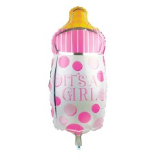 Folieballon Viering Geboorte Baby Fles roze (30 cm)
