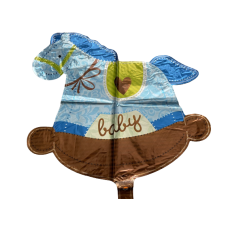 Folieballon Viering Geboorte Baby Hobbelpaard blauw