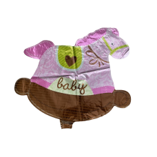 Folieballon Viering Geboorte Baby Hobbelpaard roze
