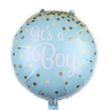 Folieballon Viering Geboorte Baby jongen-boy blauw/gouden confetti