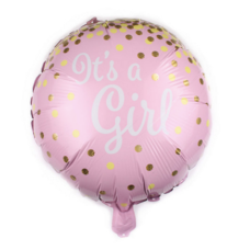 Folieballon Viering Geboorte Baby meisje-girl roze/gouden confetti Folieballon Viering Geboorte Baby meisje-girl roze/gouden confetti