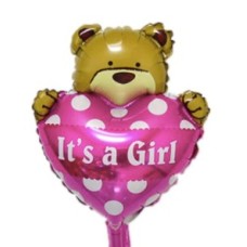 Folieballon Viering Geboorte Baby Beer roze (30 cm) Folieballon Viering Geboorte Baby Beer roze (30 cm)