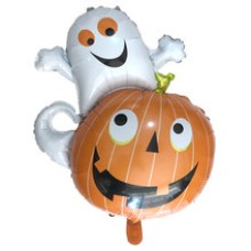 Folieballon Viering Halloween pompoen met spook (70 cm)