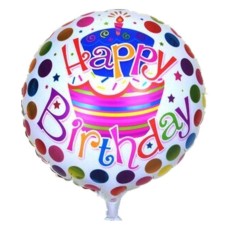 Folieballon Happy birthday rondjes ronde ballon 45 cm