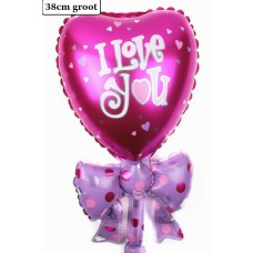 Folieballon Liefde/Viering Valentijn hart met strik  (38 cm) Folieballon Liefde/Viering Valentijn hart met strik  (38 cm)