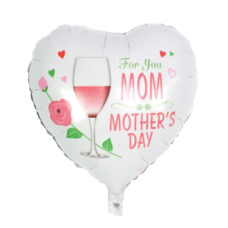 Folieballon Viering Moederdag  hart wit