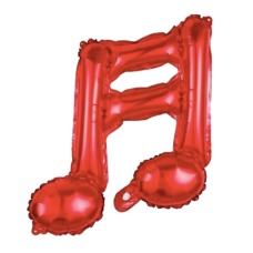 Folieballon Muzieknoot rood dubbel (45 cm)