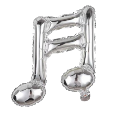 Folieballon Muzieknoot zilver dubbel (45 cm)