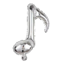 Folieballon Muzieknoot zilver enkel  (45 cm)