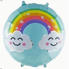 Folieballon Lucht en Heelal wolken met regenboog