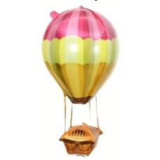 Folieballon Voertuigen Luchtballon geel/roze (80 cm)