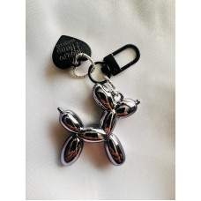 Hebbedingetjes Sleutelhanger Ballonnenhondje (zwart metallic)