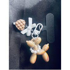Hebbedingetjes Sleutelhanger Ballonnenhondje luxe (mocca creme)
