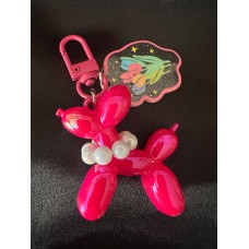 Hebbedingetjes sleutelhanger ballonnenhondje Rood (5x5cm)