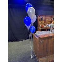 Helium Tros ballonnen zilver/wit/blauw (6 stuks)